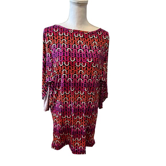 Trina Turk Echo Chain Print Swim Cover Up Dress Black Pink L - Picture 1 of 6